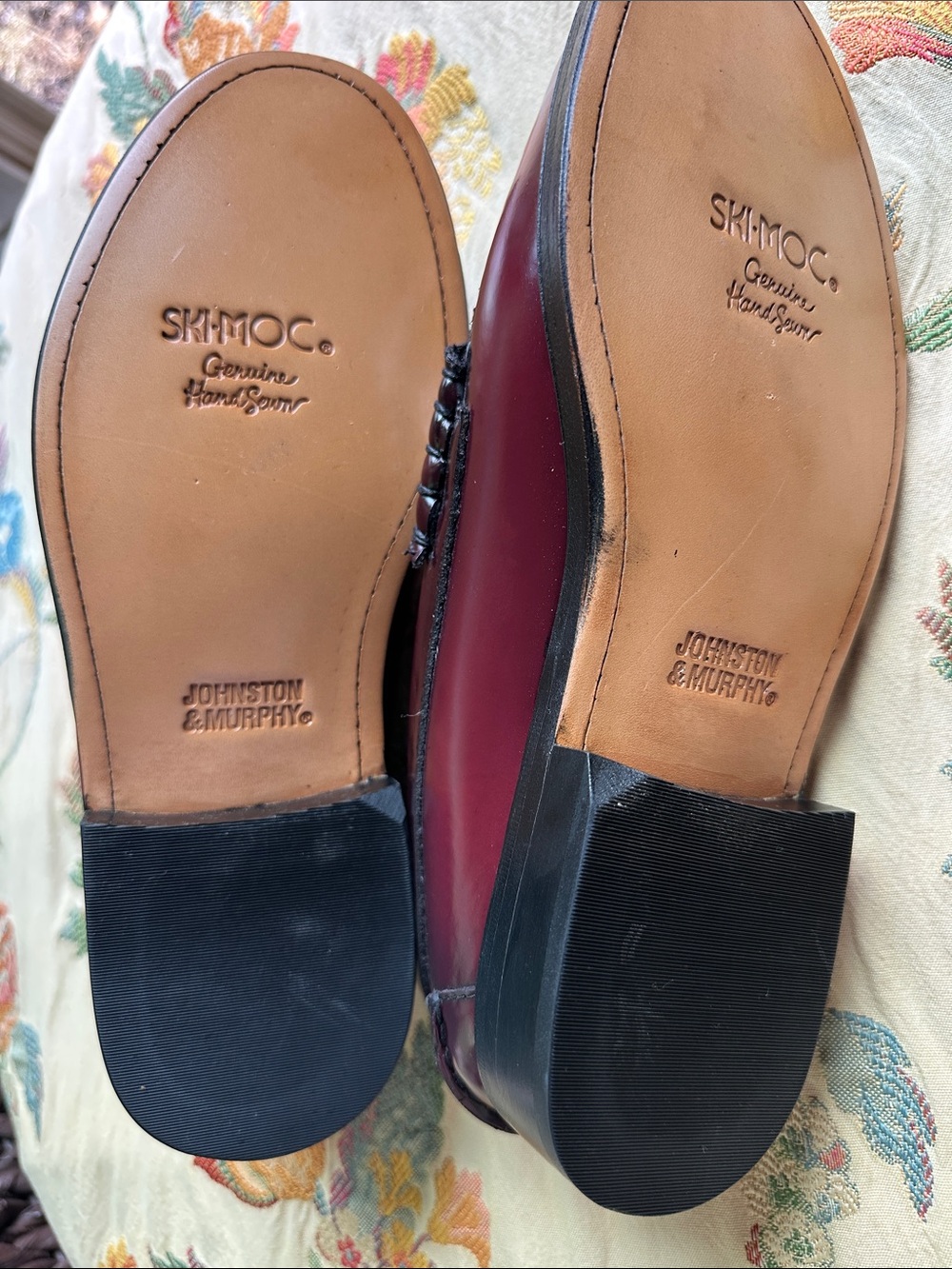 Johnston & Murphy Men's Penny Loafers - Burgundy Oxblood 8 3E NWOT - Picture 3 of 5